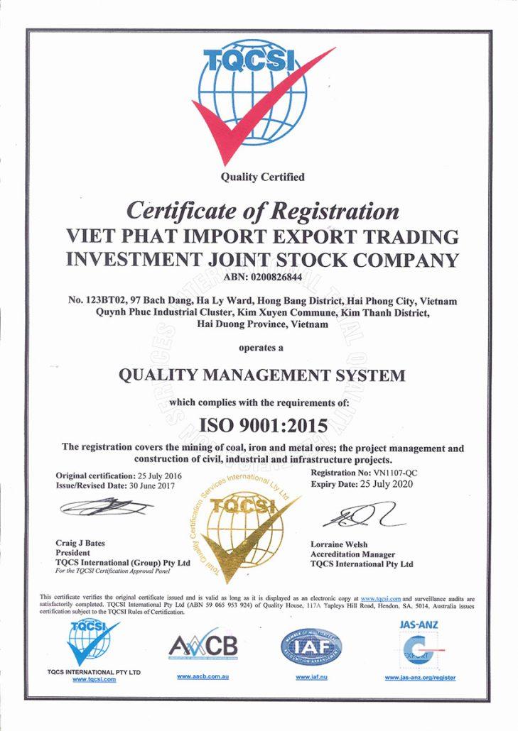 QUALITY CERTIFIED ISO 9001:2015