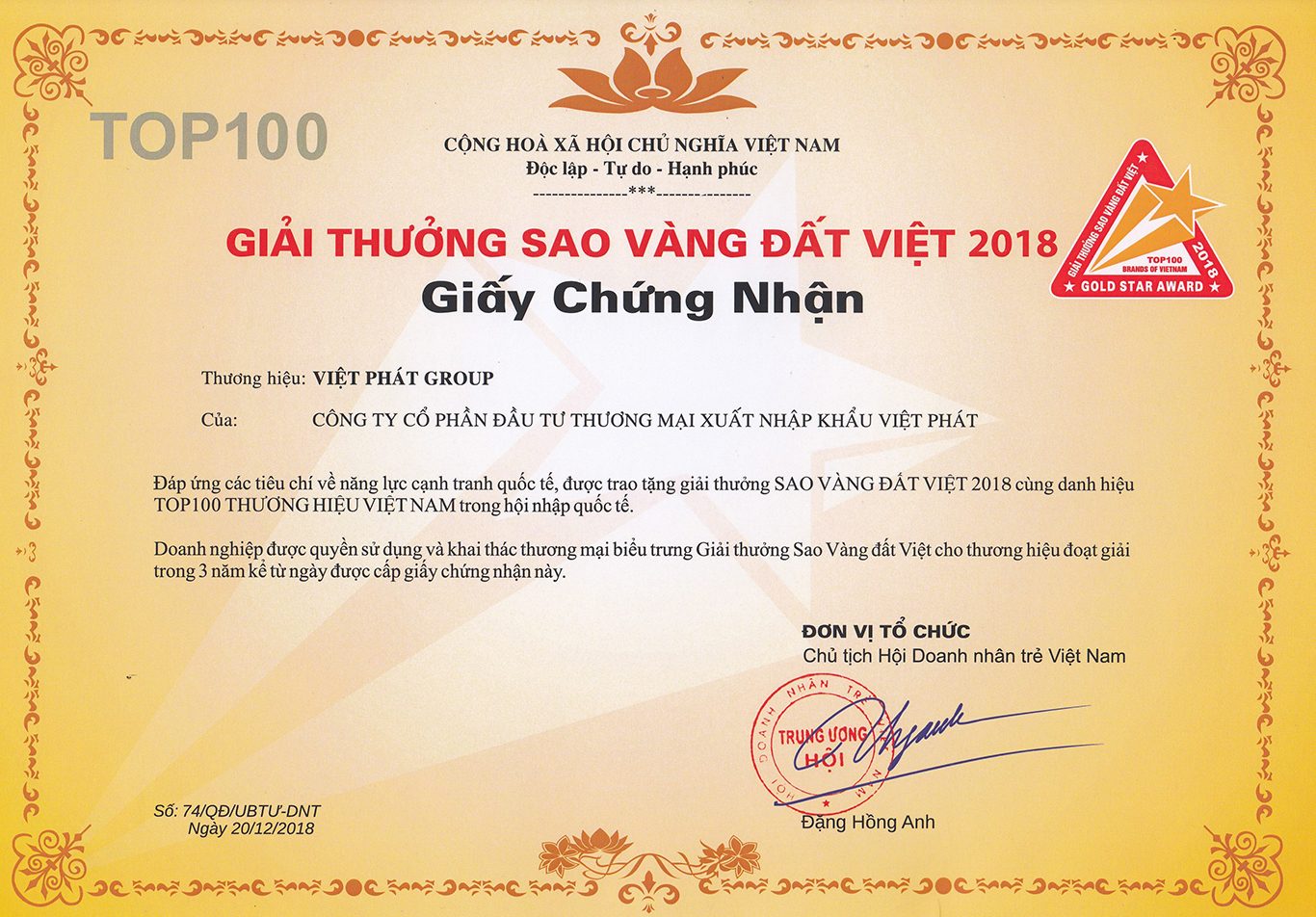 VIET PHAT GROUP – TOP 100 SAO VÀNG ĐẤT VIỆT 2018